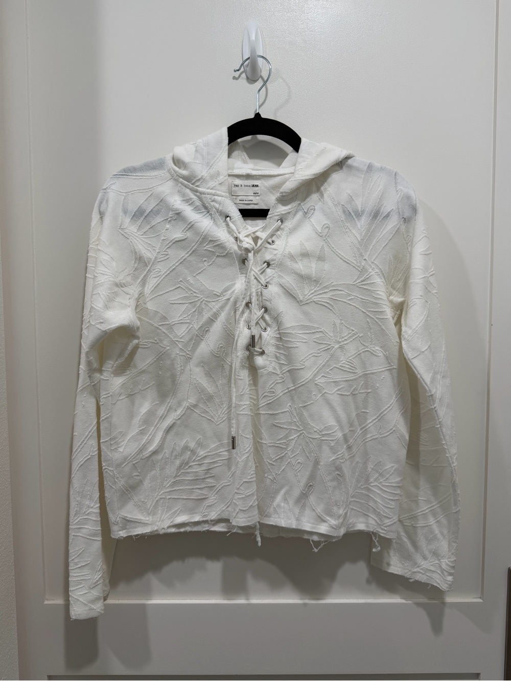 Rag & Bone Floral Hoodie XS White Long Sleeve Designer Pullover